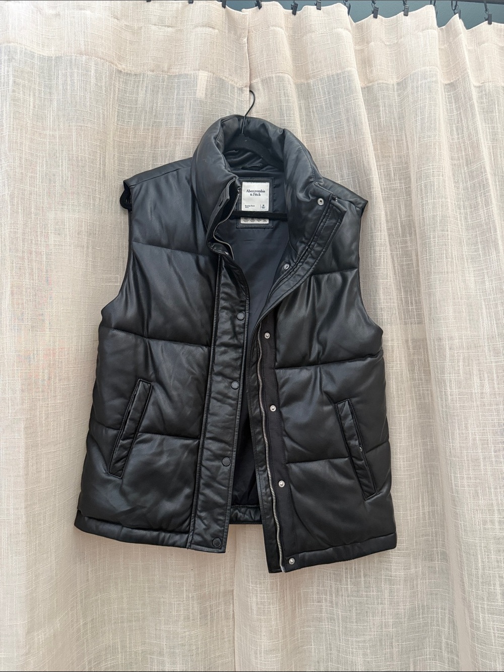 Abercrombie & Fitch Vegan Leather Puffer Vest